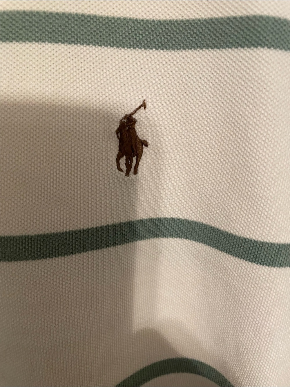 Polo by Ralph Lauren Cream Polo with Green Stripes - Picture 3 of 3
